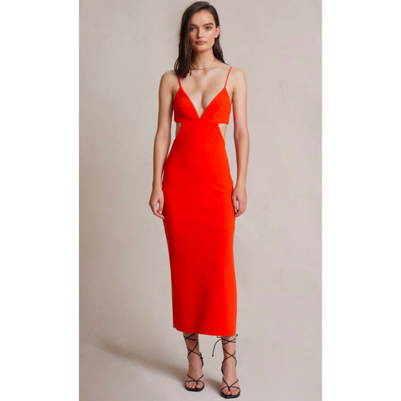 Bec & Bridge Dresses & Skirts - Bec + Bridge Ella Flame Orange Cutout Slit Midi Sleeveless Dress, size 10